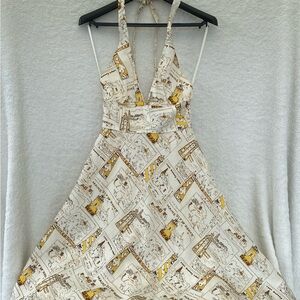 Elegant Cream and Yellow Halter Dress